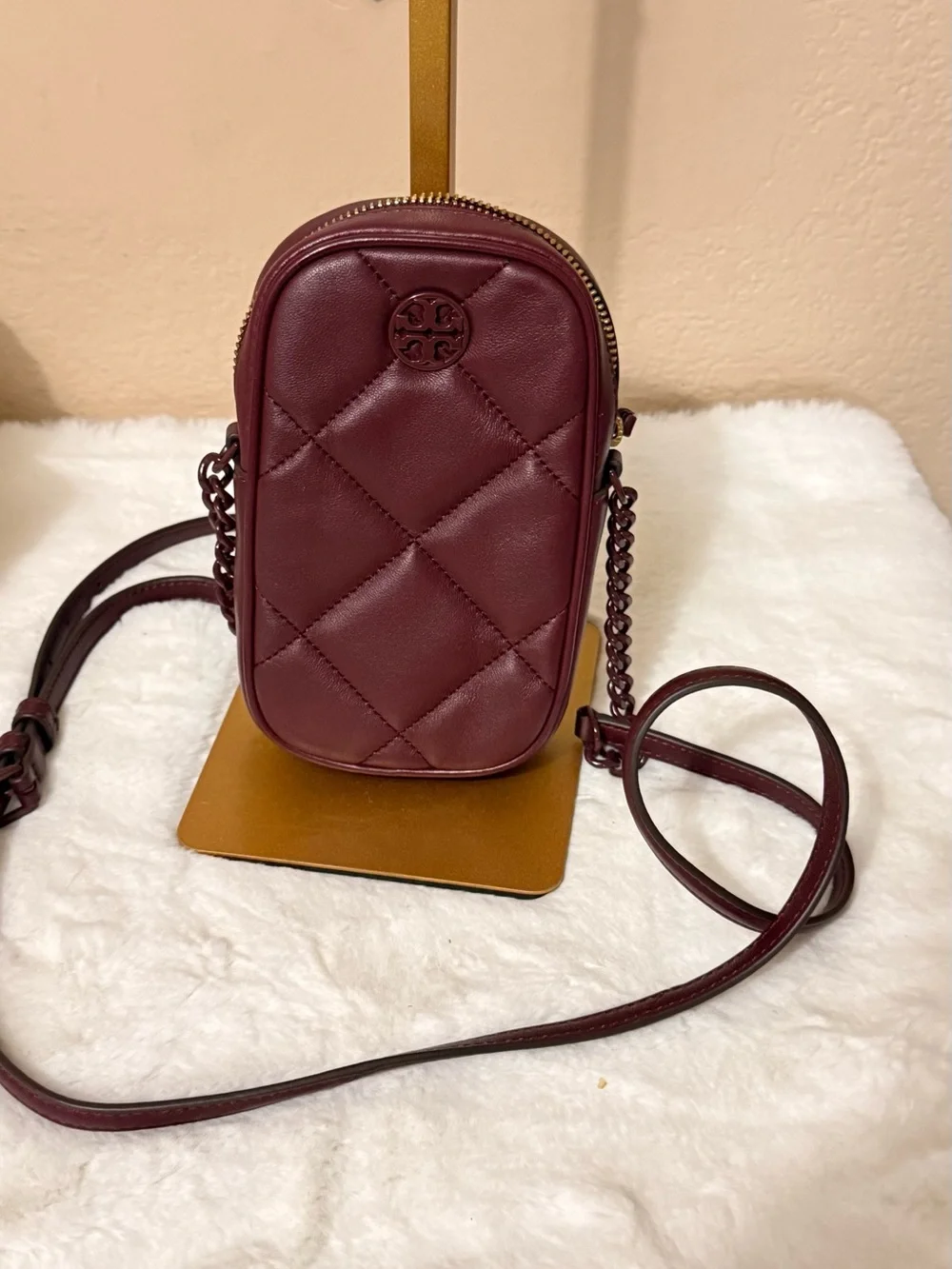Tory Burch Quilted Mini Crossbody in Wine